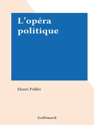 cover image of L'opéra politique